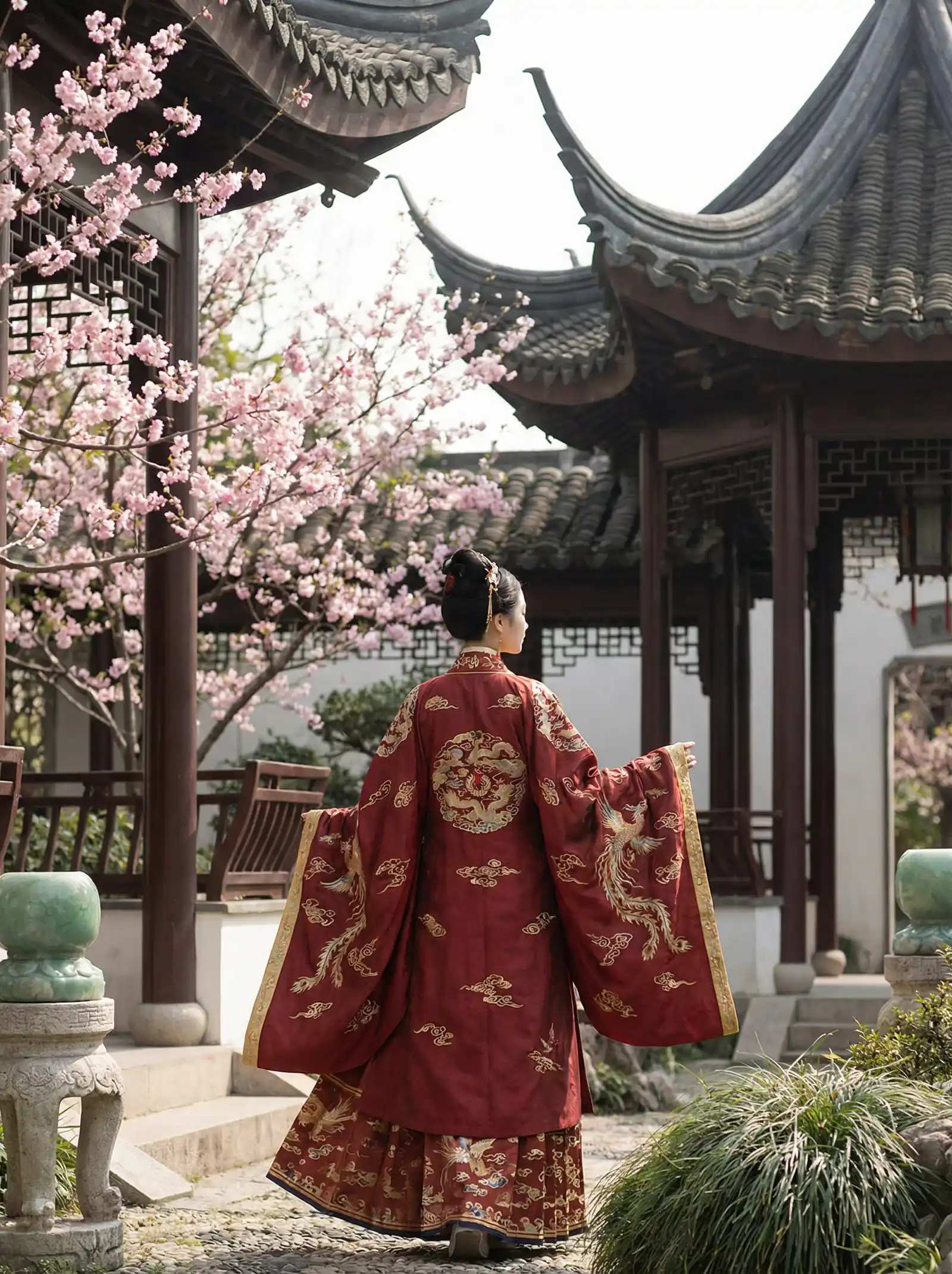 porumb 明制汉服红色凤凰刺绣